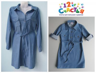 Одинаковые платья из джинсовой ткани с кружевом (2) — нарядные детские платья для девочек | Интернет-магазин платьев для девочек «12 кг Счастья»